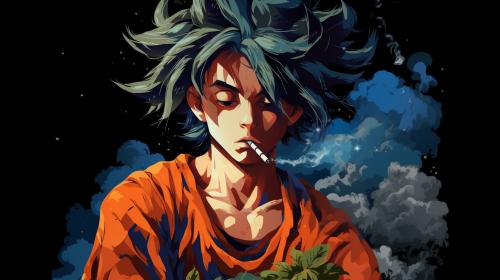 Son Goku smoking a joint