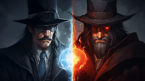 draw Heisenberg fithing versus alucard from castlevania