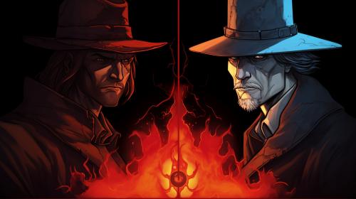 draw Heisenberg fithing versus alucard from castlevania