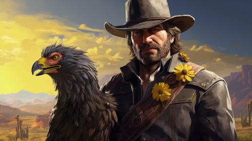 Arthur morgan with a chocobo