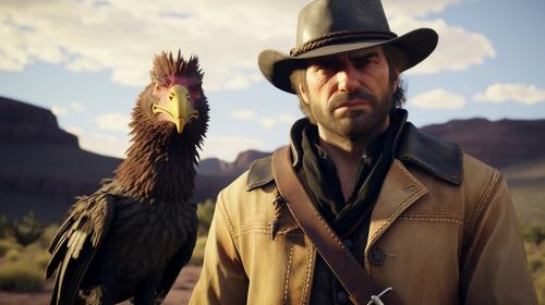 Arthur morgan with a chocobo