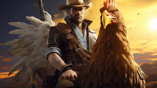 Arthur morgan riding a chocobo