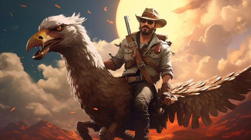 Arthur morgan riding a chocobo