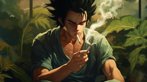 Son Goku smoking a joint with Vegeta