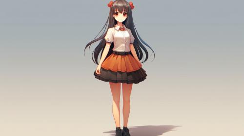 Cute anime girl in skirt