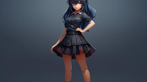 Cute anime girl in skirt