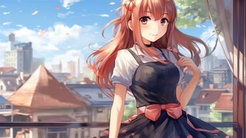 Cute anime girl in skirt