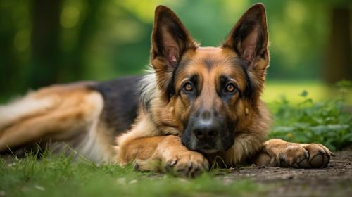 German shepherd dog laying down