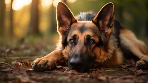 German shepherd dog laying down