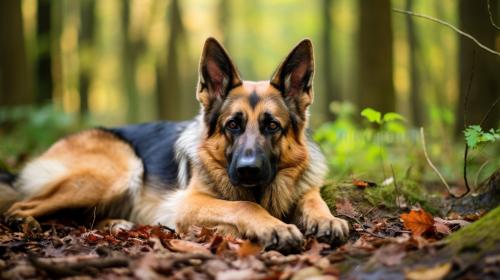 German shepherd dog laying down