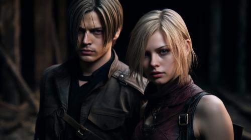 Leon and Ashley from resident evil 4 in a dark village