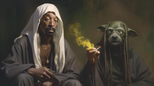 2pac and snoopdog smoking together with gandalf