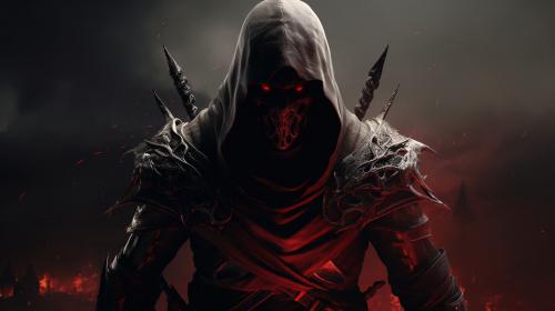 Assassin's creed, as demon with weapons