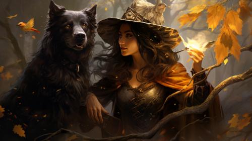 magic, witches, trees, dogs, eagle