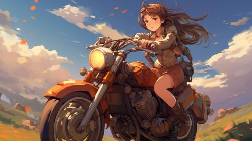 anime girl on motorcycle