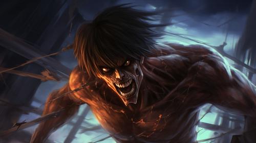 angry Eren Yeagar attack titan anime rumbling attack on titan