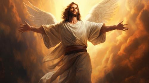 Jesus victory heavens angel rapture sky masculine wings jesus goldenroad