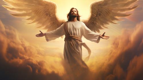 Jesus victory heavens angel rapture sky masculine wings jesus goldenroad