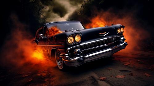 A demon in a classic car