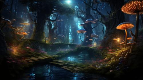 Trippy forest woods water air earth paths vegitation