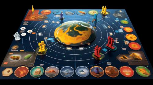 Create a Board Game layout with Earth's  Solar System as it theme with small comet and asteroids that you work together as  a team to return to The Great Scot Mothership of Da Rescuerz  from the year 2044.