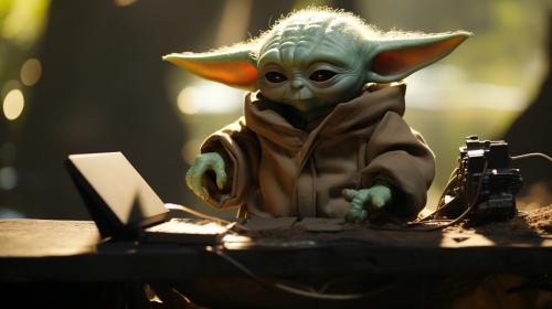 Baby yoda smoking and drinking beer