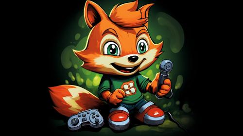 Conker in cartoon with xbox t shirt