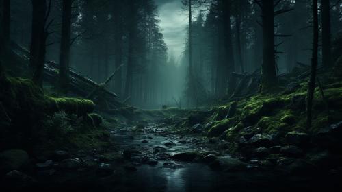 Dark green forest