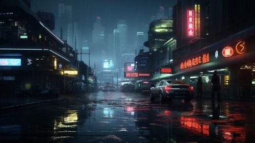 Rain night cyberpunk