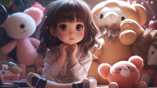 girl, cute, big, 3d, anime