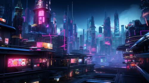 Cyberpunk neon city