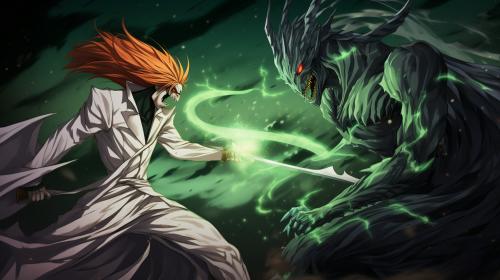 Vasto lorde ichigo fights a green haired arrancar. Anime fight