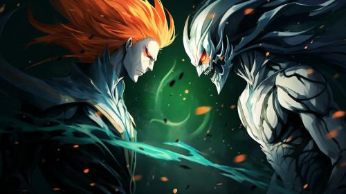 Vasto lorde ichigo fights a green haired arrancar. Anime fight