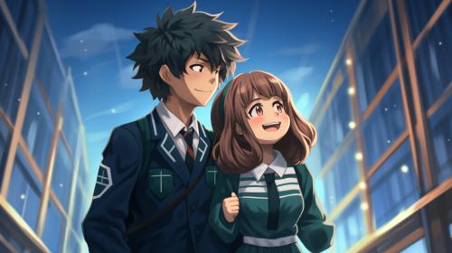 Ochako Uraraka and Izuku Midoriya