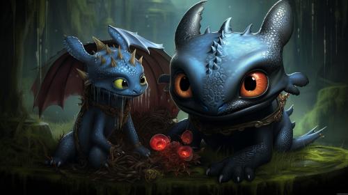 Toothless and stitch in wonderland