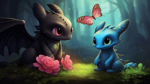 Toothless and stitch in wonderland