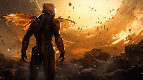 Destiny titan on the planet gallifrey surrounded by swarms of hive