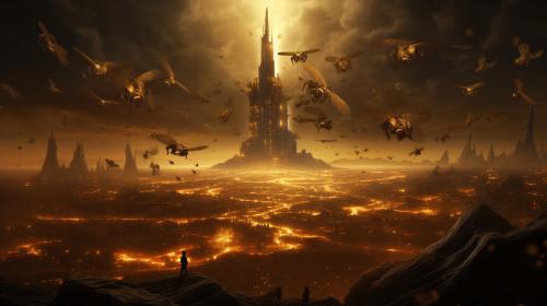 Destiny titan on the planet gallifrey surrounded by swarms of hive