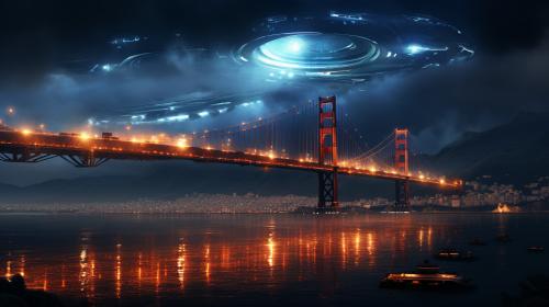 Golden gate bridge and a spaceship