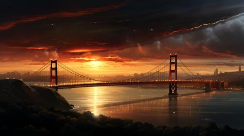 Golden gate bridge and a spaceship