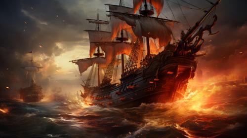 Pirate ships fighting