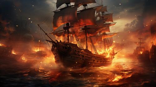 Pirate ships fighting