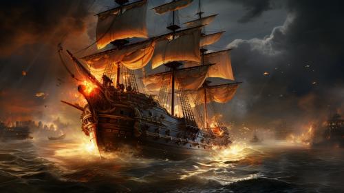 Pirate ships fighting