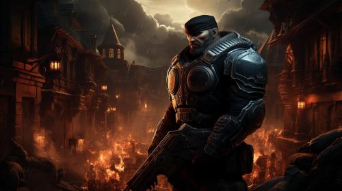 Marcus Fenix in a City of gears of war