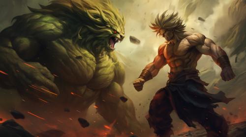 Goku and Broly fighting