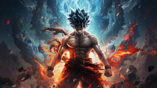 Ultra Instinct Goku fighting Gear 5 Luffy