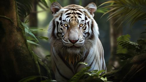 A tiger with white stripes