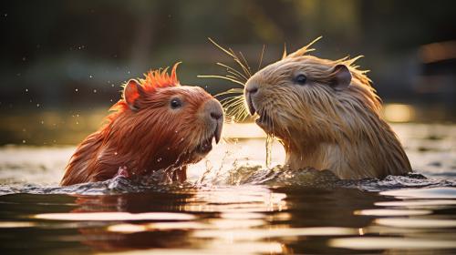 Duck fighting capybara