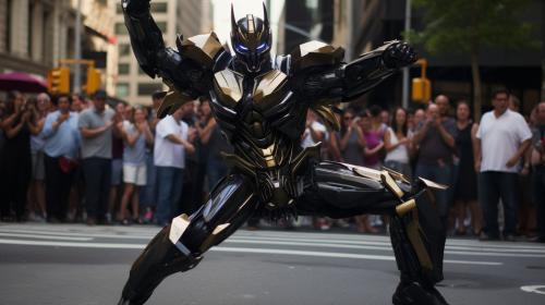 Knight Rider as a Transformer robot. cool dancing down Downtown New York.