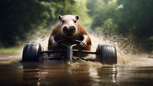 Capybara driving a McLaren P1